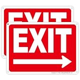 2 Pack Metal Exit Signs with Right Arrow, 10x7 Inches Rust Free 0.40 Aluminum Exit Sign, UV Protected, Durable, Weatherproof, Easy to Install, Indoor/Outdoor Use
