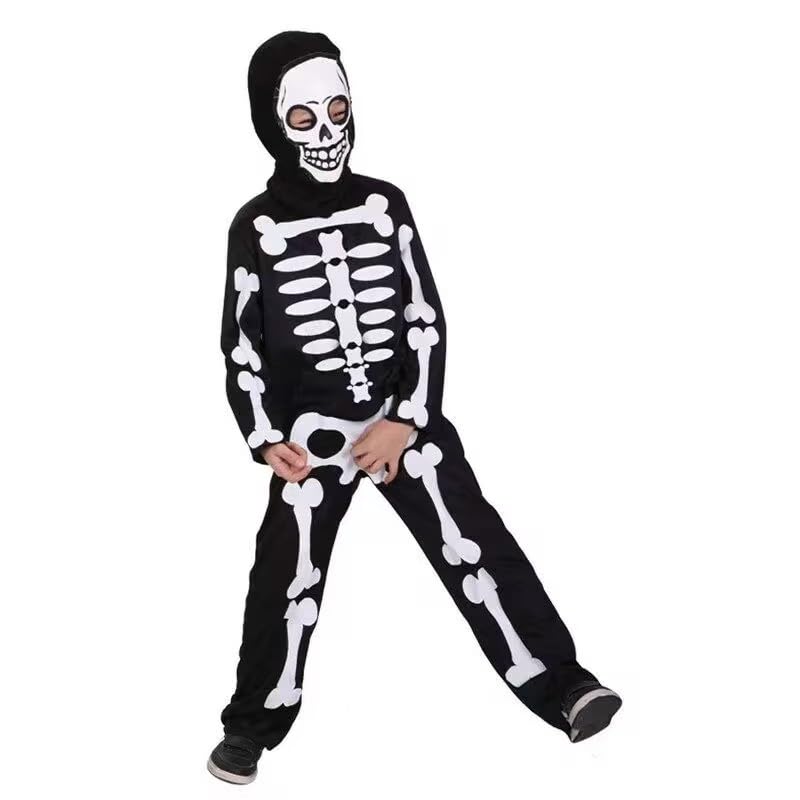 ABICULA Costume Squelette Halloween Garcon 4-6 Ans Robe Déguisement Carnaval Enfant（110-120CM
