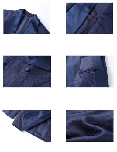 Men's 3 Piece Suit Slim Fit Shawl Lapel Jacquard Floral Tuxedo Wedding Prom Suits with Bow Tie4