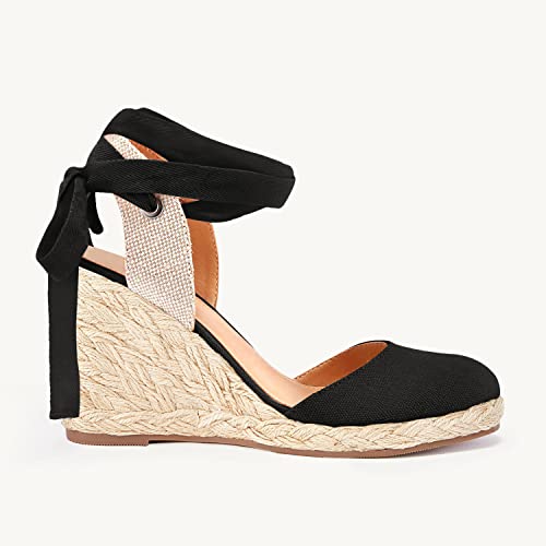 Juliet Holy Womens Lace up Espadrilles Closed Toe Wedges Sandals Strappy Slingback Platform Heels2
