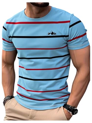 Image of RoseSeek Men's Color Block Short Sleeve Tee Shirts Casual Crewneck T Shirt Trendy Summer Tops