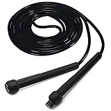 RS SPORTS Skipping rope adult for Home Exercise & Body Fitness men, women and kids speed jumping rope with non slip handle Adjustable skipping rope for Fitness, Fat Burning , Boxing, and MMA, Black