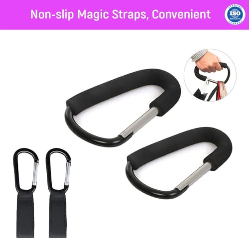Image of Safe-O-Kid (4 Pcs) Baby Stroller Hooks Multipurpose Pram Toy Holder | Stroller Accessories for Hanging Bags, Toys, Hats & Burp Cloths | Strong Clip Hooks for Stroller, Pram & Pushchair | Black