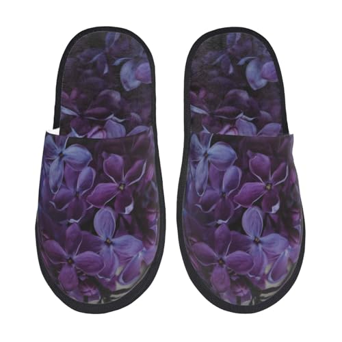 Lilac Print Women Slippers Home Furry Shoes Keep Men Couples Shoes Warm For Women-
