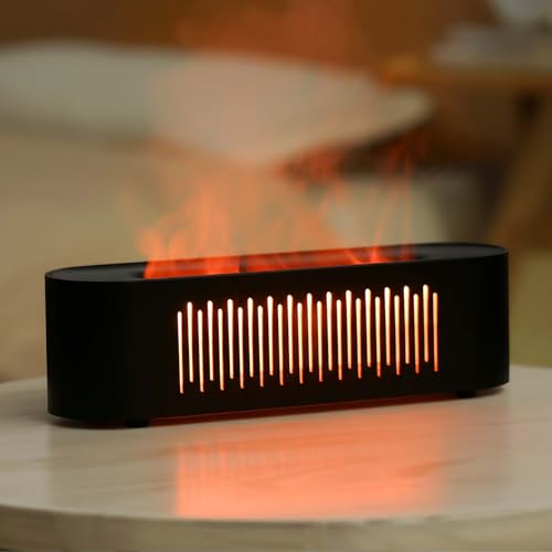 Essential Oil Diffuser Black, Fireplace Fire Flame Aromatherapy Diffuser, 260ML Cool Mist...