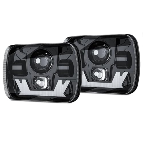 Phare Avant Toyota Pickup H4 SANCAK Optique Carré 5X7 Pouces Éclairage Led Faisceau Hi/Lo DRL 2Pcs