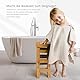 lulumoon Badeponcho Kinder Kapuzenhandtuch Baby-100% Musselin Baumwolle Babyhandtuch mit Kapuze - Poncho Badetuch für Kinder Baby 60 x 60 cm,(Creme