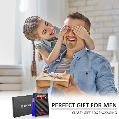 Image of Mens Slim Wallet Money Clip: Bifold Vegan Leather Wallets RFID Blocking Front Pocket Wallets Credit Card Holder with ID Windown Gifts for Men