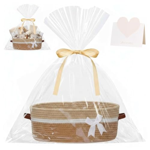 Panier de rangement en coton souple premium et poignées de cuir élégantes