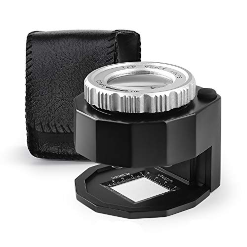 30X Illuminated Jewelers Loupe Magnifier,Adjustable Focal Length Double Optical Lens Loupe,Magnifying Glass for Circuit Board Coins Textile Embroidery Stamps Currency