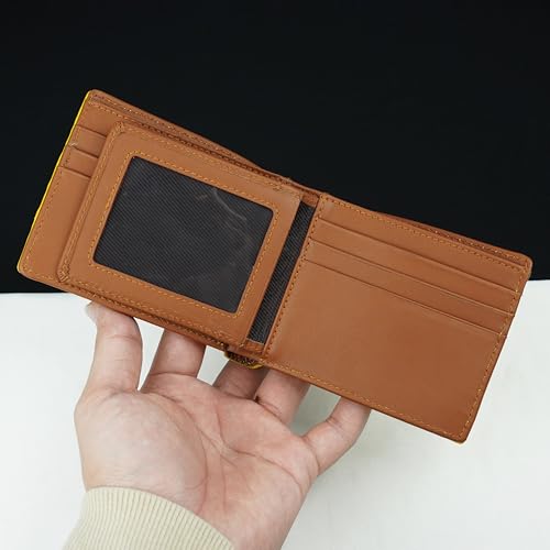 Image of HATA Yellow Luxury Exotic Bifold Leather Wallet Men with Flip Out ID Window, Holder Credit Card, RFID Blocking, Men Leather Wallet Gift Birthday, Wedding, Anniversary, Father's Day VINAM-109