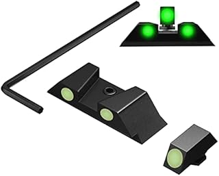 Night Sights 3-Dot Glow in The Dark with Front and Rear Sights for Glock 17 19 22 23 26 27 33 34 35 37 38 39 44 45(Gen1-4), NO TRITIUM with Assembly Tools for Outdoor