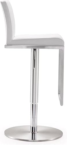 Miniatura 5 de Tov Furniture The Amalfi Collection - Taburete de bar giratorio de metal con altura ajustable y respaldo industrial, color blanco