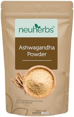 Neuherbs Ashwagandha Powder - 100 Gm | Ayurvedic Support for Stress Relief, Mental Calmness & Anxiety Issues | Support Strength & Energy | Certified