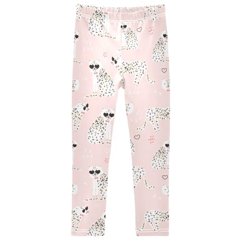 ZZXXB Cool Cheetah Girl's Leggings Soft Ankle Length Active Stretch Pants Bottoms 4-10 Years