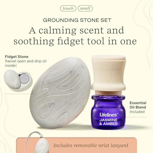 Lifelines Scent-Infused Grounding Stone & Oil Blend - Portable Fidgets for Tweens, Teens & Adults with Essential Oil Blend & Diffusion Stones for Sensory Immersion - Calming Waterless Passive Diffuser