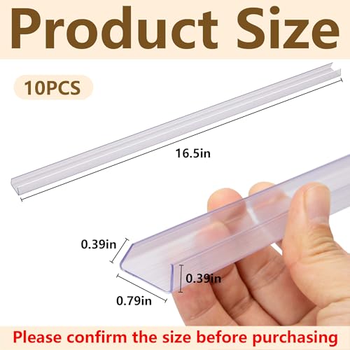 Image of 10 Pcs 16.5 inch Cabinet Door Protector Edge Guard-3 /4 Thick Slip-On Drawer Door Protector in Clear-Shelf Edge Protectors for Kitchen Cabinets to Prevent Wear,Chipping and Discolouration