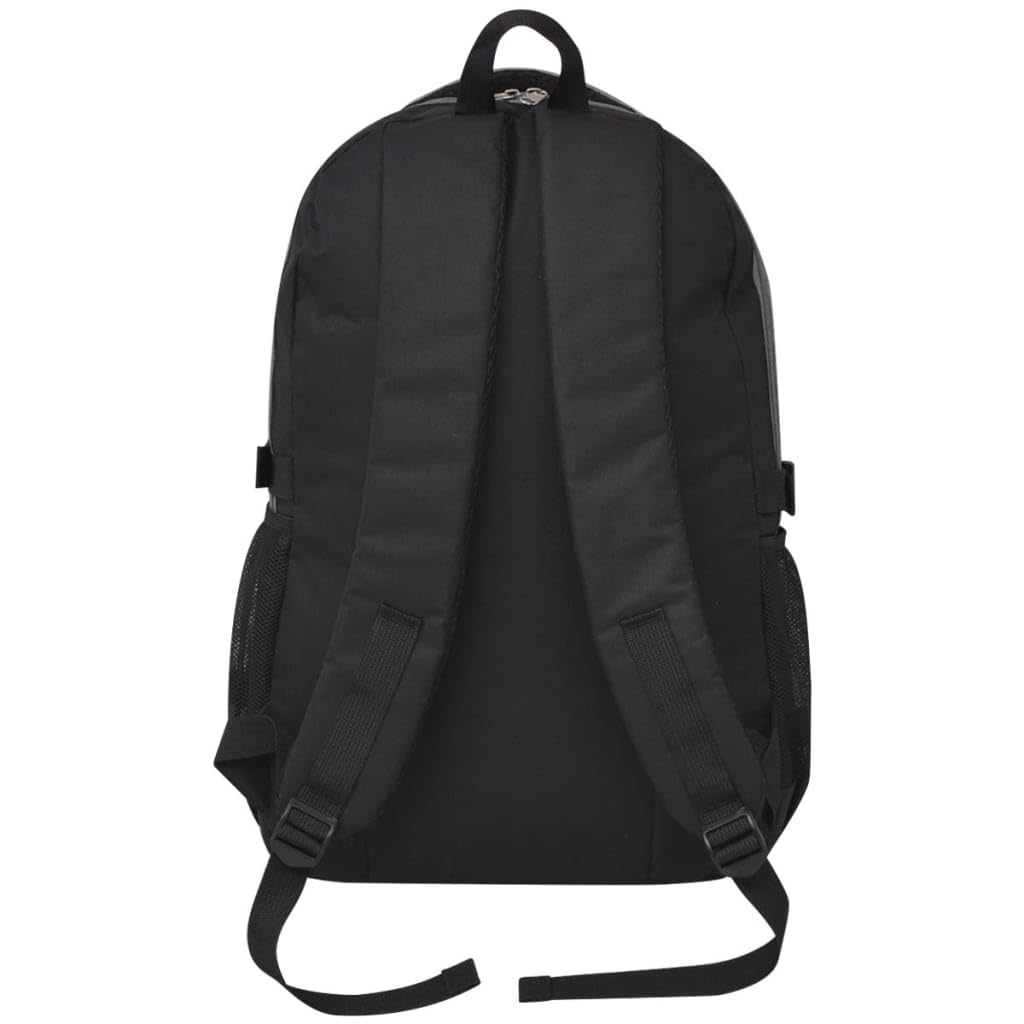 Zaino scuola 40L nero e grigio in poliestere 600D rivestito con 3 scomparti, zaino per laptop con spallacci imbottiti, impermeabile per scuola, viaggi, escursioni, pendolari, 33 x 17 x 50 cm