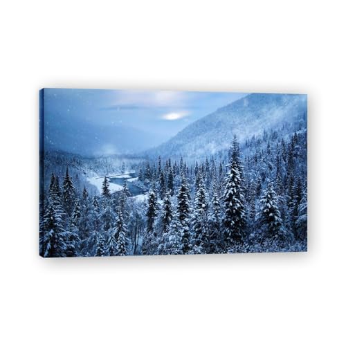 Tableau paysage hiver impression sur toile nature 40x64cm avec cadre intérieur