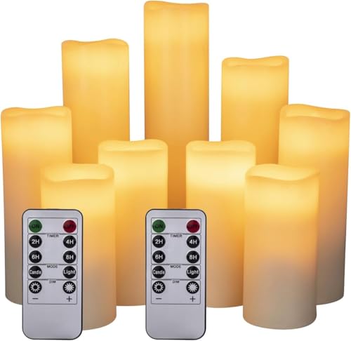 LED Kerzen Set von 9 Flammenlose Kerzen Batteriebetriebene Kerzen D2.2xH...