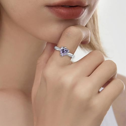 2CT Heart Shaped Gemstone Engagement Rings for Women,Silver 10K 14K 18K Gold Wedding Band Birthstone Rings Jewelry Gifts for Anniversary Valentines Day Mother's Day4