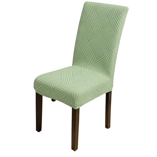 Image of House of Quirk Elegant Jacquard Chair Cover - 220 GSM Stretch Fabric, Universal Fit, Washable Short Dining Seat Protector Slipcover (Green, Pack of 1)