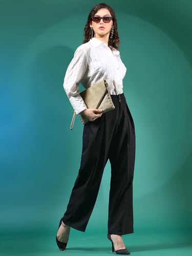Image of KOTTY Women's High Waist Pleated Wide Leg Trousers