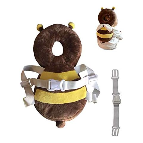 Child Head Protection Cushion, Adjustable Child Safety pad Baby Toddler Protection Head Cute bee (Brown) Cover