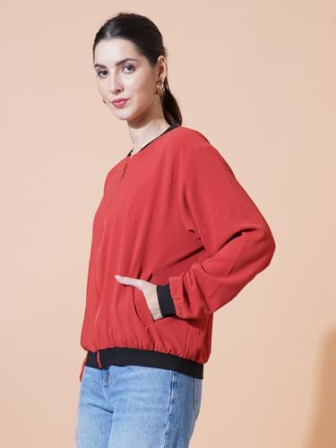 Image of 9 Impression Women's Printed Bomber Jackets | Full Zipper Regular Jacket | Casual Sweatshirt | Oversized Jackets for Women | Outdoor Office Wear Winter Jackets