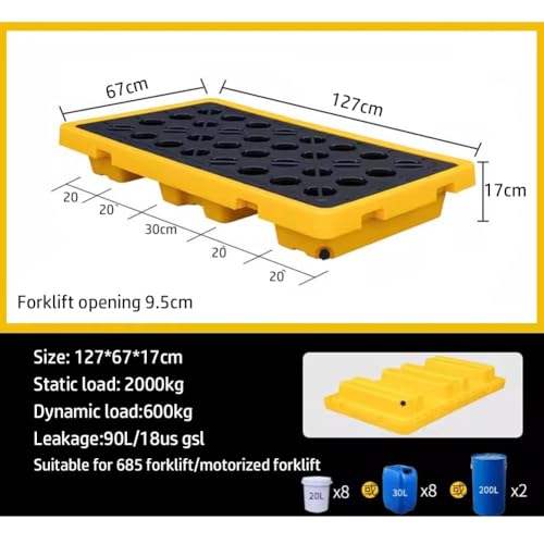 1pc Modular Spill Containment Pallet - Leak-Proof Industrial Platform for Chemical and Oil Spill Prevention(127 * 67 * 17cm)