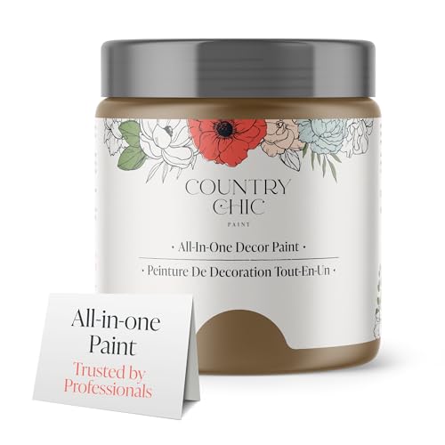 Country Chic All-in-One Chalk Paint for Furniture, Cabinets, Home Decor, Eco-Friendly, Matte Finish, Built-In Primer & Top Coat for Wood, Metal - Driftwood (Brown) - 4 oz (118 ml)