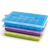 Morfone Eiswürfelform, 3 Stück Eiswürfelbehälter, Eiswürfelbehälter mit Deckel, Eiswürfelform Silikon, BPA-frei, LFGB Zertifiziert, 24-Fach, für Babybrei Enfrieren, Gekühlte Getränke und Whisky