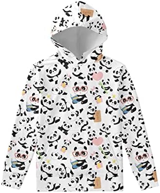 YSTARDREAM Cartoon Panda Cat Hoodie Long Sleeve Fashion Sweatshirts for Kids Girls Boys Jumper Sweater with String Front Pocket Sweatshirts T Shirts Oversized Hoodies for 8-10 Years Old