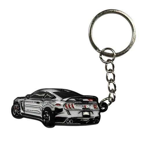 LSAUTO Keychain Compatible with Ford Mustang. Zinc Alloy. Rotating Hook. 1x2 Inch. Use for Car Keys. All Model Years 19942025 (white)
