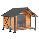 Dog House Outdoor & Indoor Unique All-Around Iron Frame Dog Kennel for Winter with Raised Feet for Small & Medium & Large Dogs,Weatherproof Roof (40.6 “L×34.3”W×31.5“H)