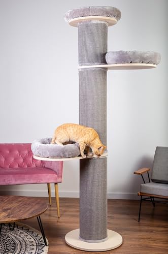 Natural Paradise – Colonna tiragraffi Jasmine | Con fissaggio a parete (XXL, grigio chiaro)