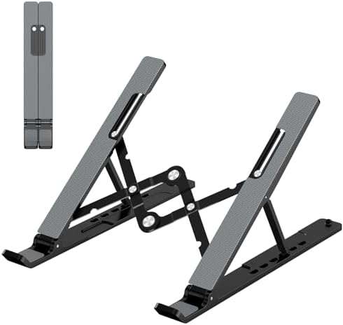 Stackable Laptop Stand Riser Adjustable Laptop Stand, Portable Laptop Riser for Desk, ABS+Silicone ...