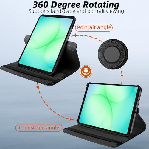 Image of TGK 360 Rotatable Smart Flip Cover for Samsung Galaxy Tab A11 8.7 Inch Case 2025 / Galaxy Tab A9 8.7 Inch 2023 (Black)