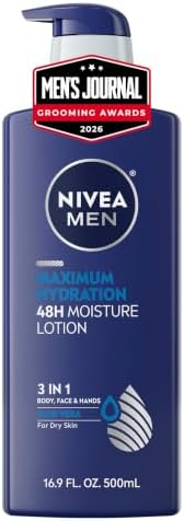 NIVEA MEN Maximum Hydration Lotion, 48-Hour Body Moisturizer, 16.9 FL OZ
