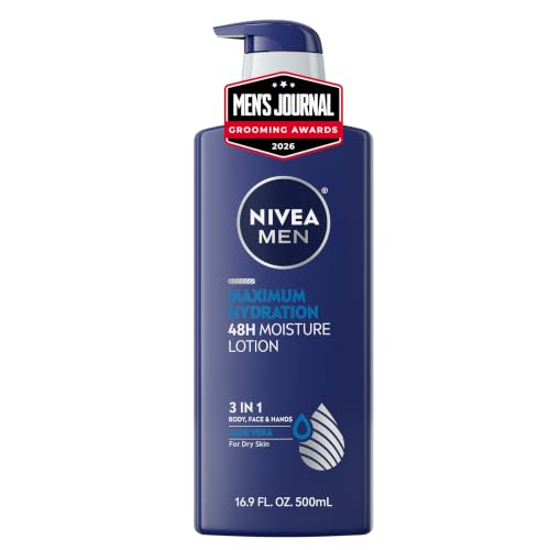 NIVEA MEN Maximum Hydration Lotion, 48-Hour Body Moisturizer, 16.9 FL OZ