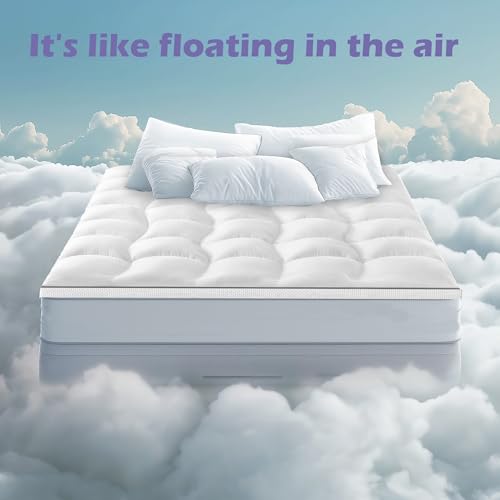 WhatsBedding Memory Foam Mattress Topper, Pressure-Relieving Cooling Mattress Pad with Secure Strap Design for Back Pain, Soft and Supportive Bed Topper