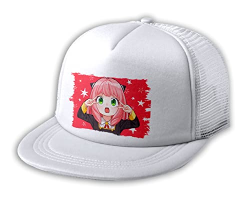 MERCHANDMANIA Gorra 5 Paneles REDECILLA Trasera Spy x Family niña Anya Kawaii Cute Mona Estilo Rapero.