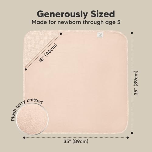 Image of Hooded Baby Towel for Newborn, Baby Bath Towels (Pink Crystal, 35x35) | Viscose Derived from Bamboo, Large Baby Towels with Hood, Boys, Girls, Toddler, Soft Absorbent Baby Bath Essentials