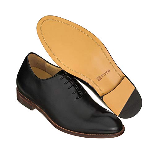 Image of TOTO Men's Invisible Height Increasing Elevator Shoes - Black Premium Leather Lace-up Formal Oxfords - 2.6 Inches Taller - S3001 - Size 8 D(M) US