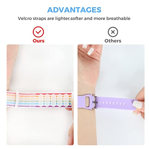 Image of AirTag Wristbands for Kids, TPU Holders with Nylon Straps, 2 Pack | 360 Full Coverage Protection, Lightweight Stretch Fit, Fits Toddlers to Seniors, AirTag Not Included