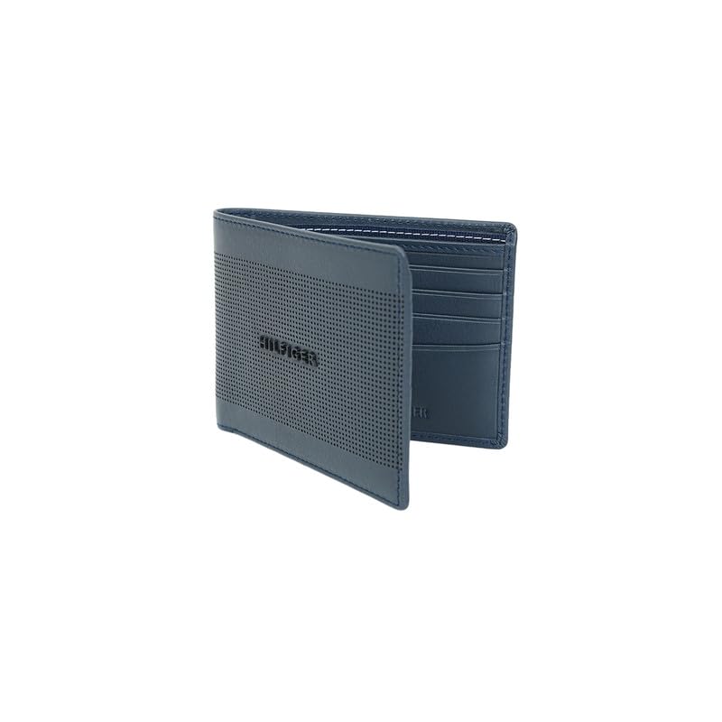 Image of Tommy Hilfiger Men's Benin Slimfold Wallet - Navy | Laser-Etched Leather | Ultra-Slim Design| Purse for Men | Ideal for Gifting