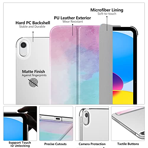Image of MoKo for iPad (A16) 11th Generation Case 11 Inch 2025, iPad 10th Generation Case 10.9 Inch 2022, Slim Stand Hard PC Translucent Back Shell Smart Cover, Support Touch ID, Auto Wake /Sleep,Water Color