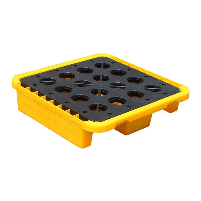 Plataforma de contención de servicio pesado, Bandeja industrial apilable para bidones de aceite/cubos de pintura con sistema modular de contención de derrames y drenaje. Plataforma de transporte desm