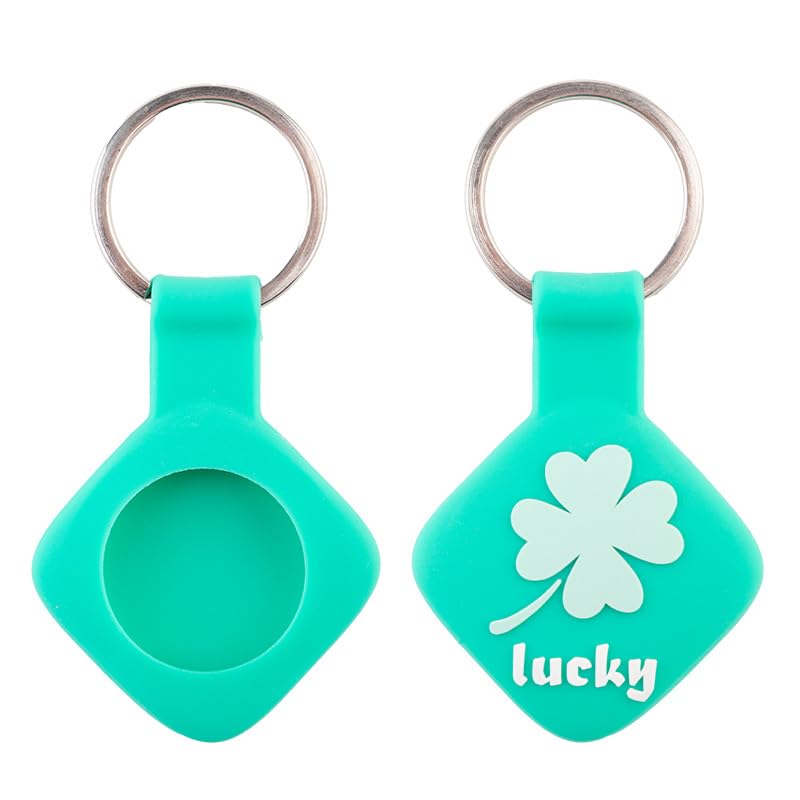 MC Fashion 3 Pack AirTag Holder for AirTag, Luminous Lucky Clover Soft Silicone Cover with Key Ring [Luminous Blue+Green+Turquoise] - image 2