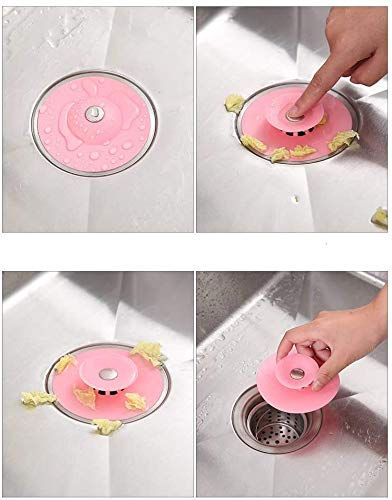 Naidev 3 Pack Shower Drain Stopper - Silicone Bathtub Sink Stopper Hair Trap Hair Catcher Bathtub Drain Strainers Protectors Cover for Floor Laundry Kitchen and Bathroom (Random Color 3 Piece) 1